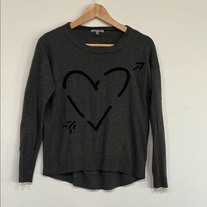 Lisa Todd Etched Heart Sweater in Gray/Black Size Small